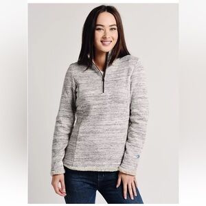 Kuhl Alaska Gray Sherpa Fleece Lined 1/4 Zip Outdoors Sweater Jacket Women Large